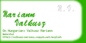 mariann valkusz business card